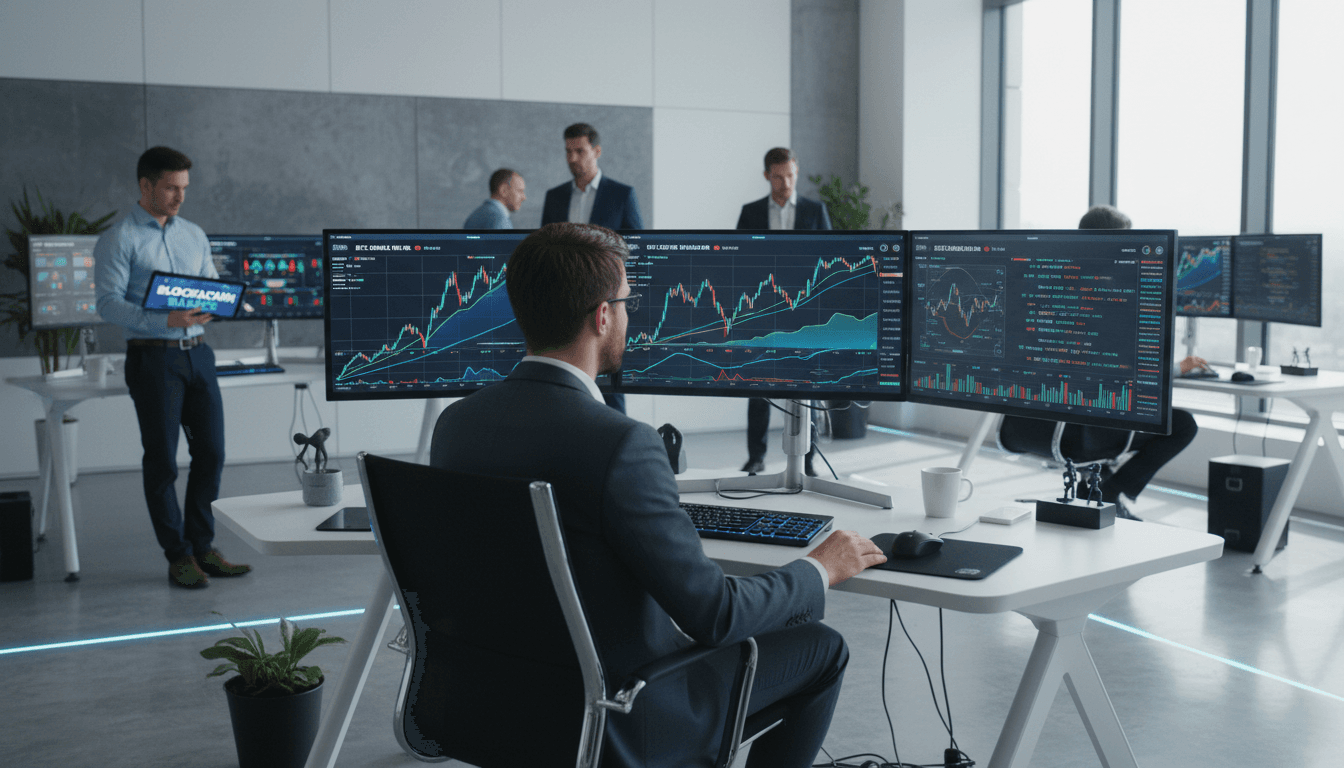 Cryptocurrency trading dashboard showing digital assets and blockchain network activity